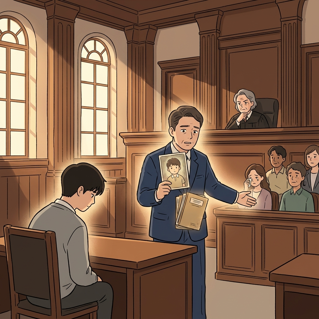 The lawyer tried to extenuate his client's crime by revealing years of abuse.
