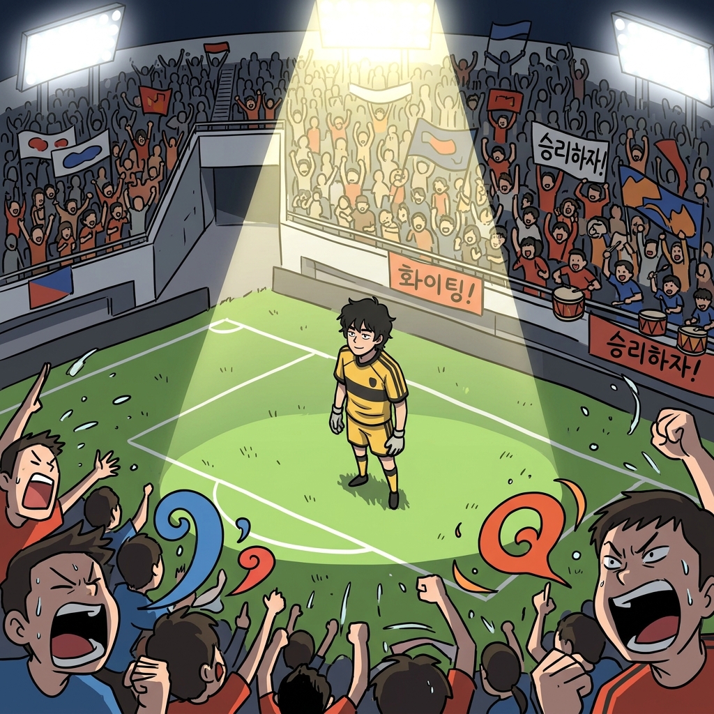 The goalkeeper stayed calm and refused to be fazed by the roaring crowd.