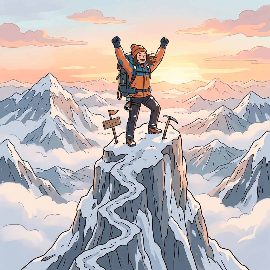 Climbing the frozen mountain alone was an incredible feat.