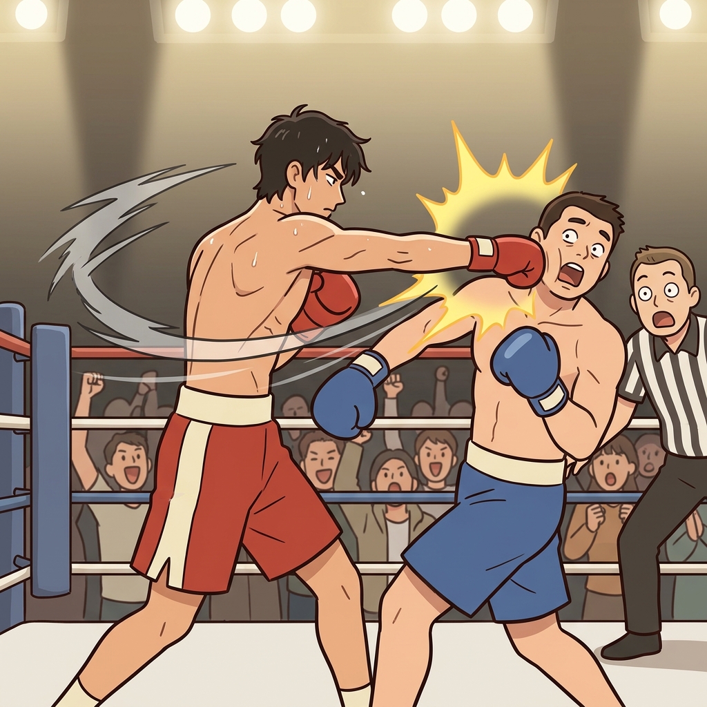 The boxer's quick feint tricked his opponent into dropping his guard.