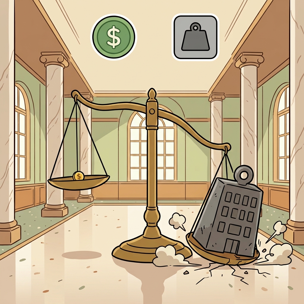 FI(nancial) + SCAL(e) — a fiscal crisis happens when the financial scale completely tips over.