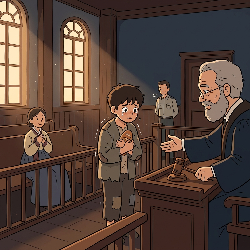 The judge showed remarkable forbearance, giving the trembling young thief one more chance.