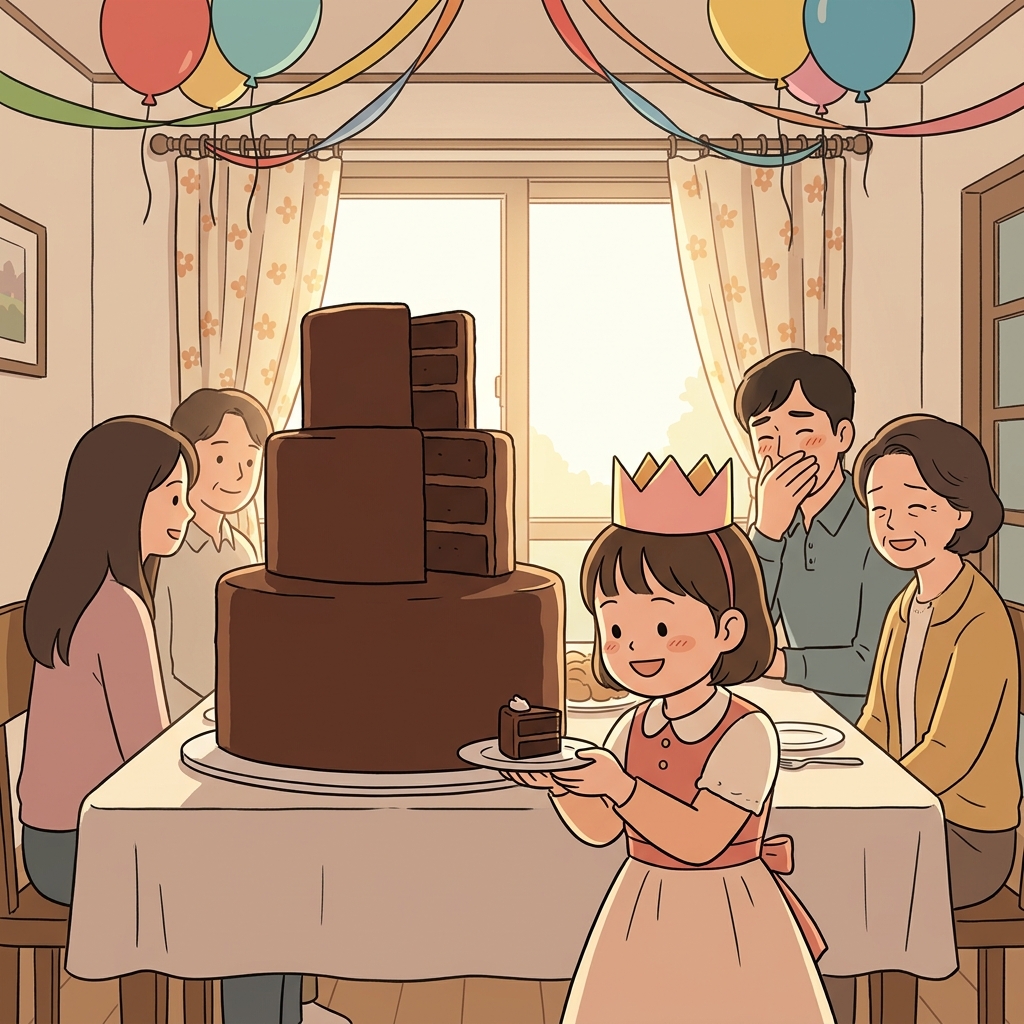 She ate only a small fraction of the enormous birthday cake.
