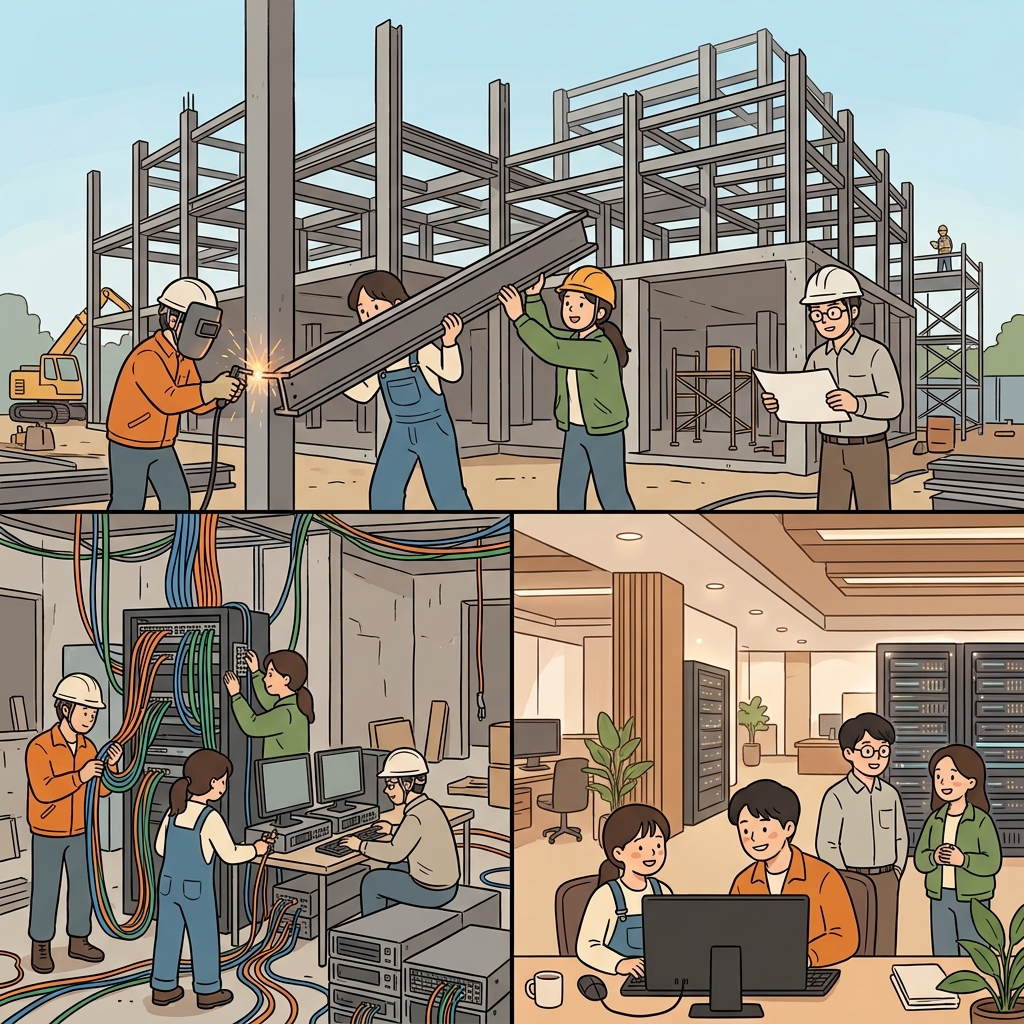 The team built a strong framework, connected the network, and succeeded through teamwork.