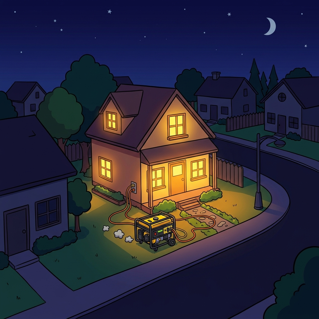 The generator generated power during the blackout. (GENERATOR → a generator generates power)