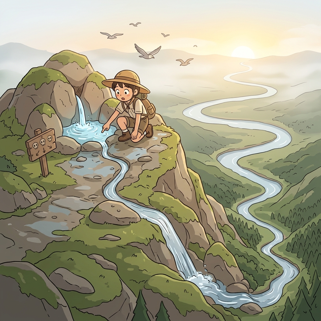 The genesis of the river begins as a tiny spring on the mountaintop.