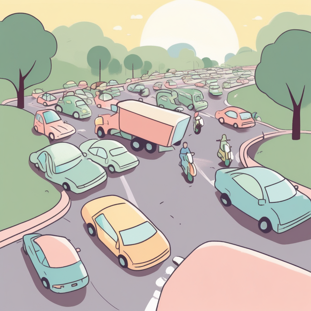 get stuck in traffic concept