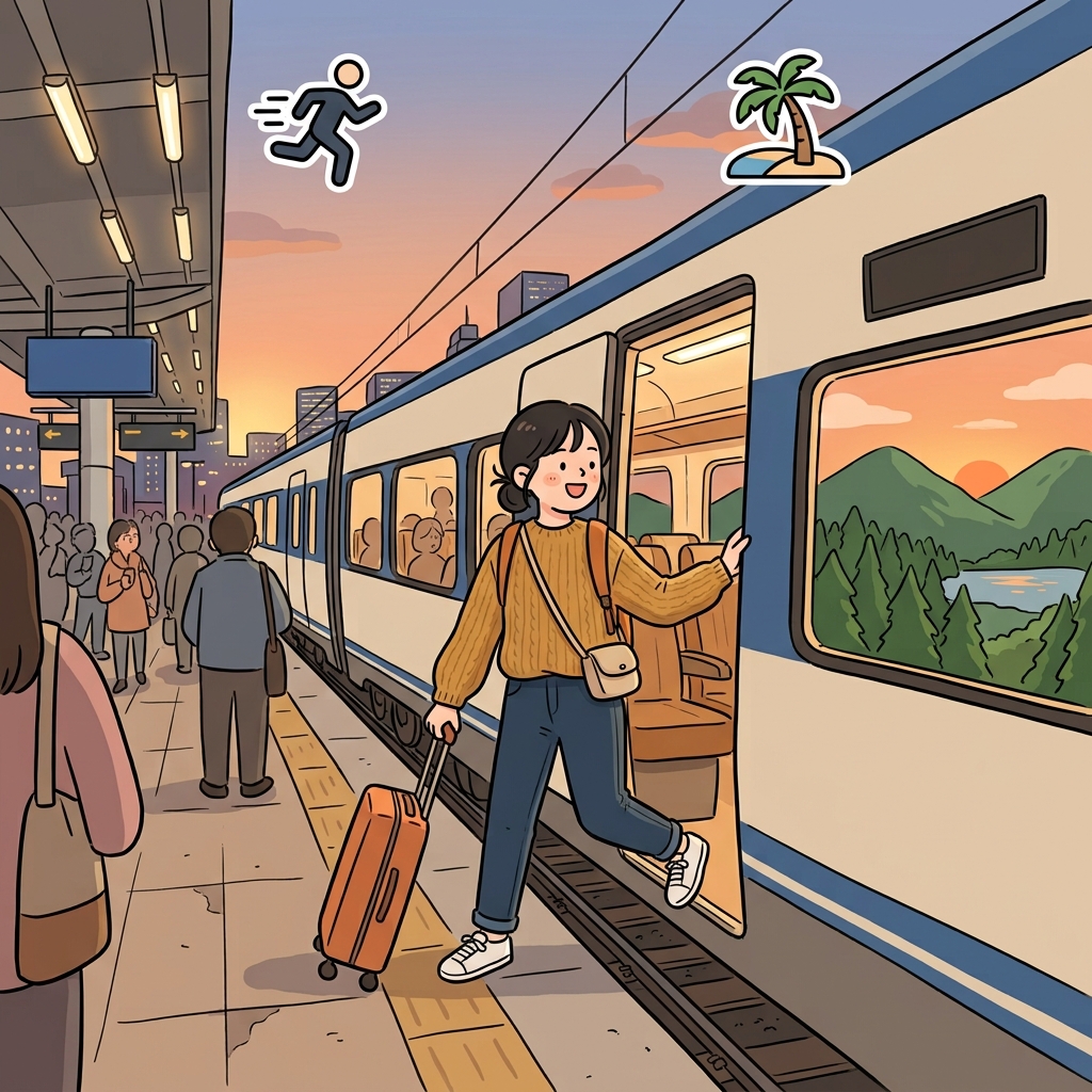 A getaway gives you a chance to escape and relax. (🏃 Get Away → 🌴 Escape → Getaway)