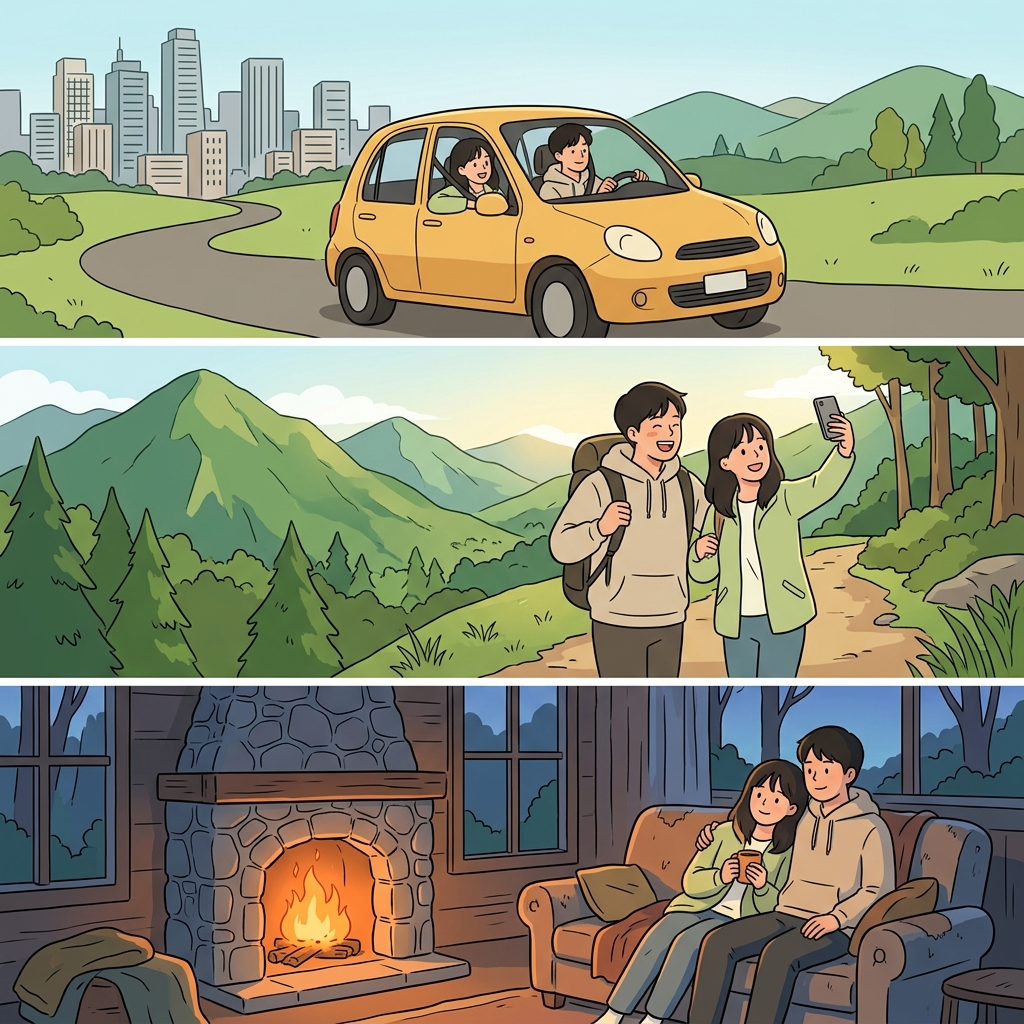 They took a getaway for the holiday and relaxed in a quiet hideaway.