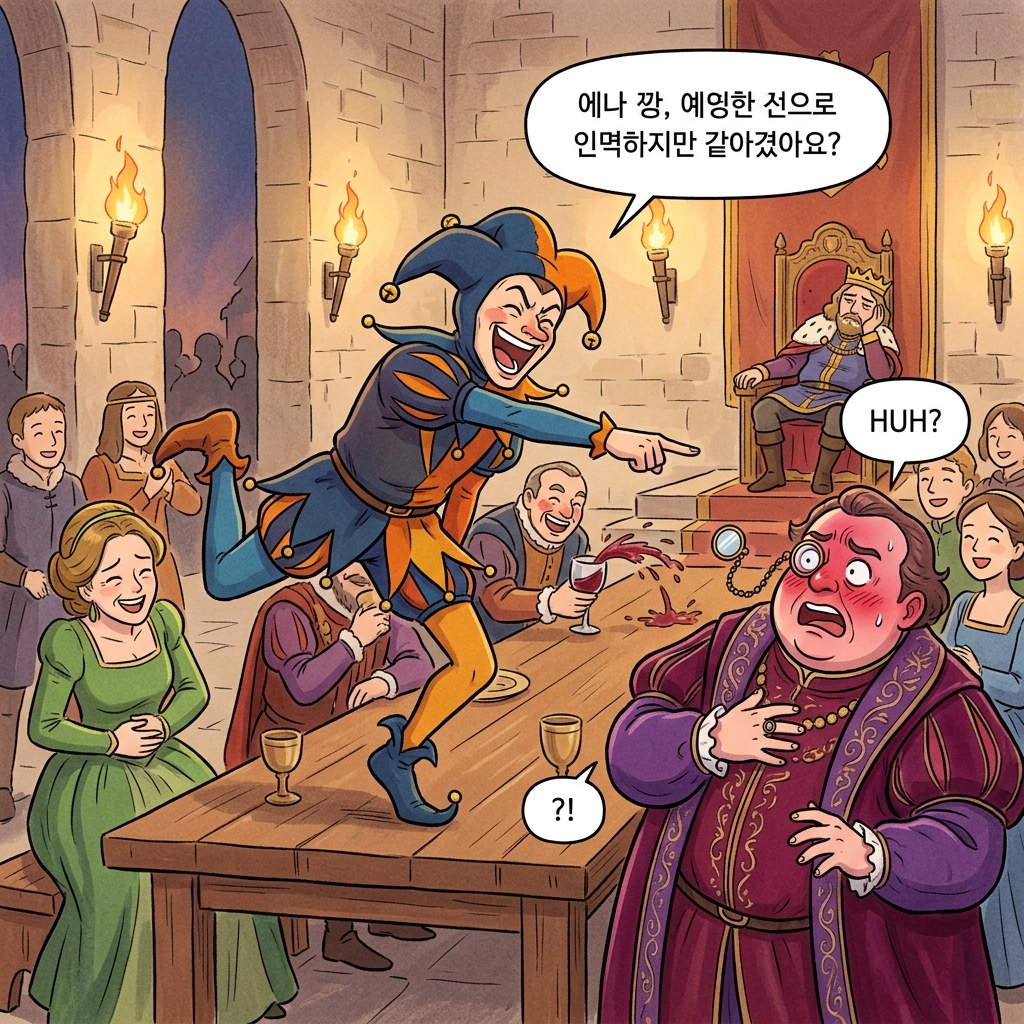 The jester's sharp gibe made the whole court erupt in laughter.