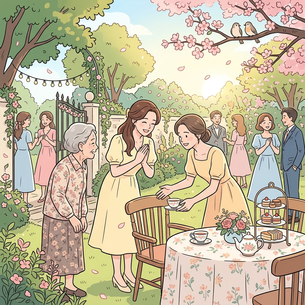 그녀는 손님 한 명 한 명을 정말 다정하게 맞이했다.