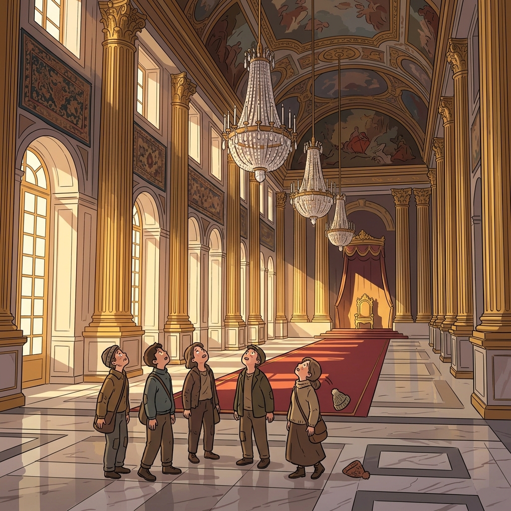 The palace hall's grandeur left every visitor speechless at the entrance.