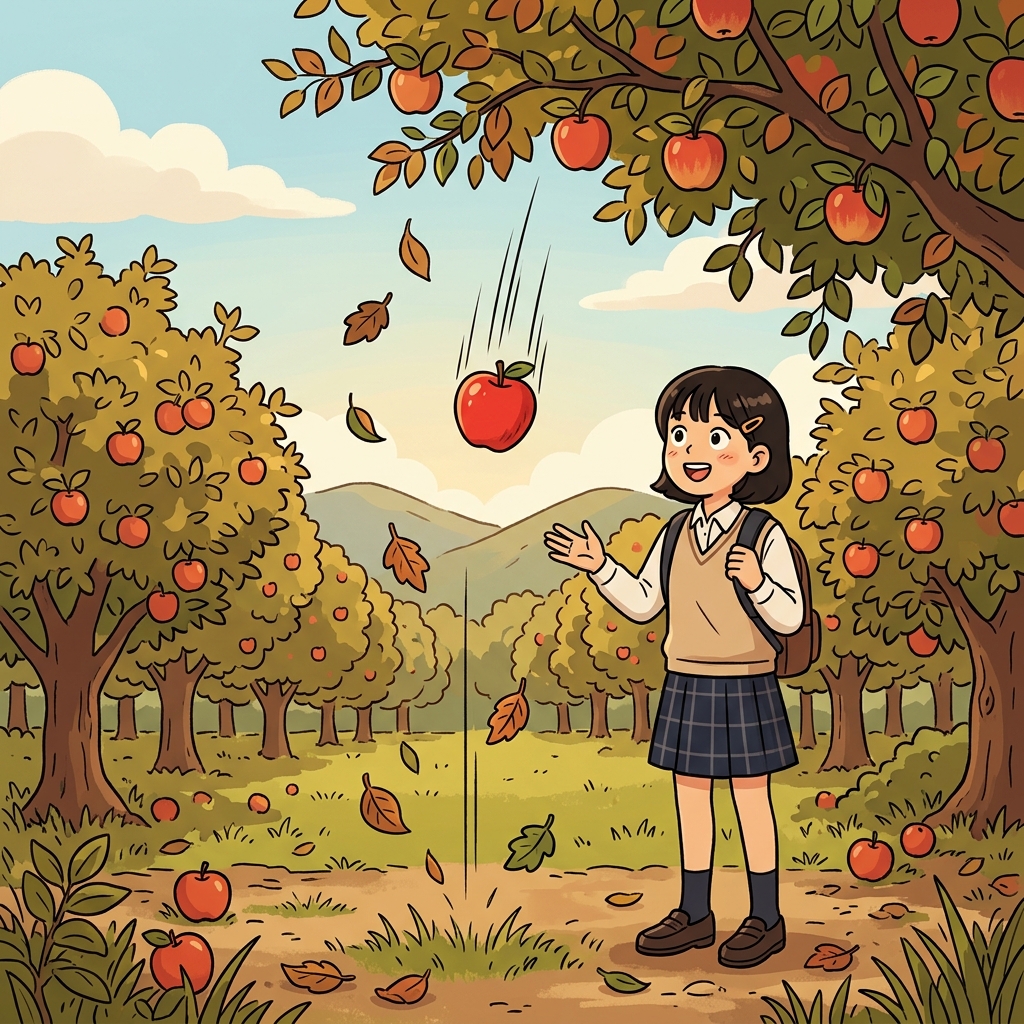 Gravity pulled the apple straight to the ground.