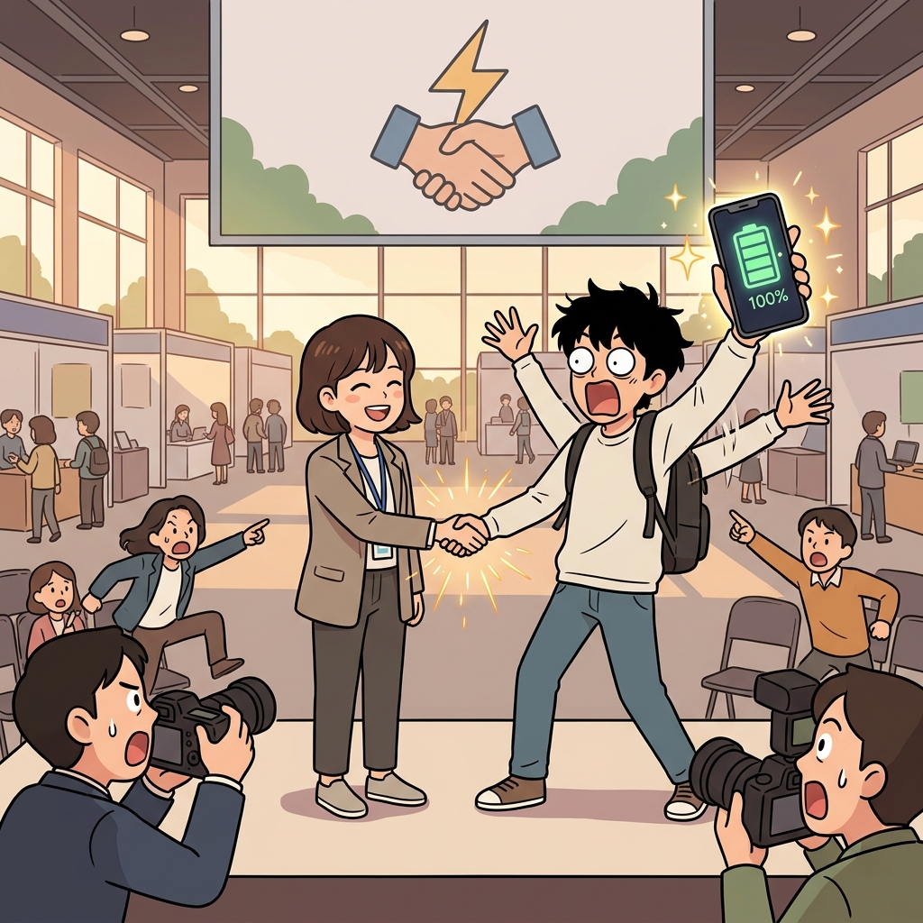 Her groundbreaking invention lets people charge phones with a single handshake.