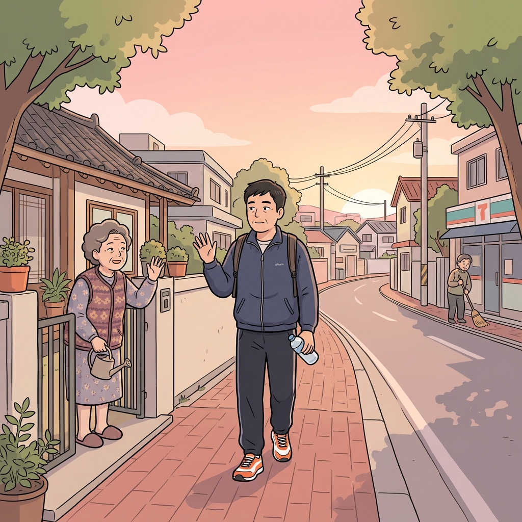 His habitual morning walk kept him healthy for many years.