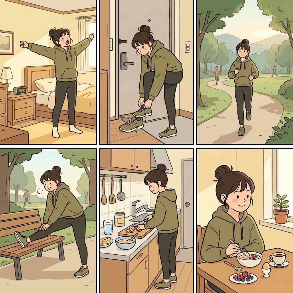 Her habitual morning exercise became a daily ritual that brought her spiritual peace.