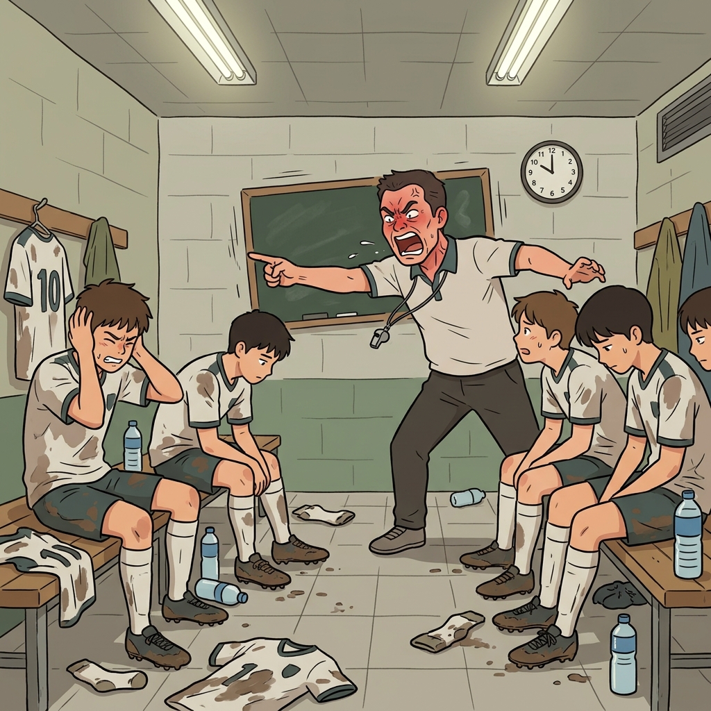 The coach delivered a fiery harangue to the losing team at halftime.