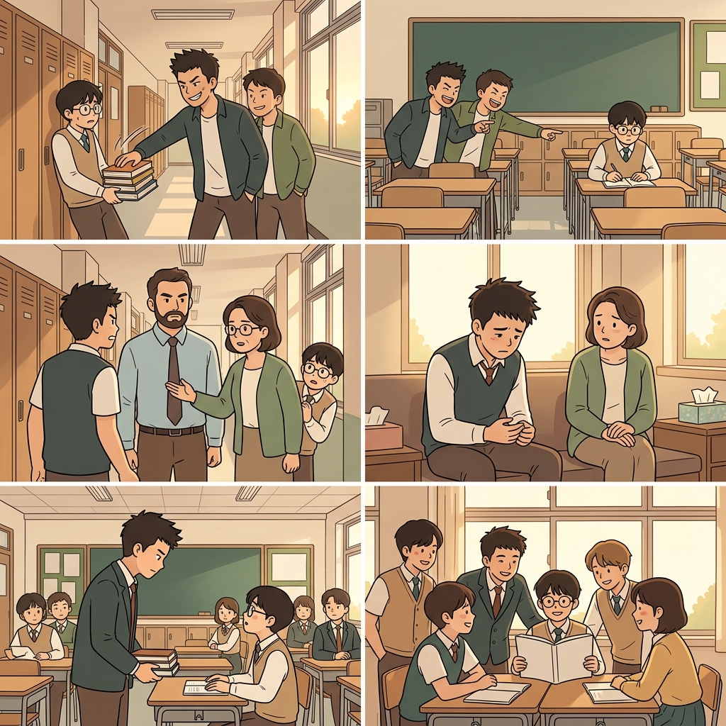 The students who used to harass others felt embarrassed and finally learned to respect everyone.