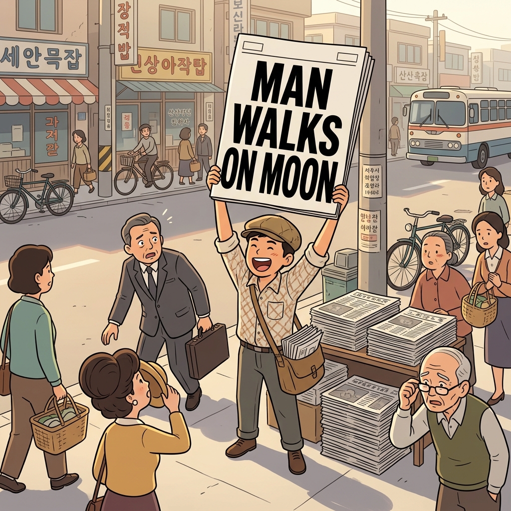 The morning headline about the moon landing stopped everyone in their tracks.