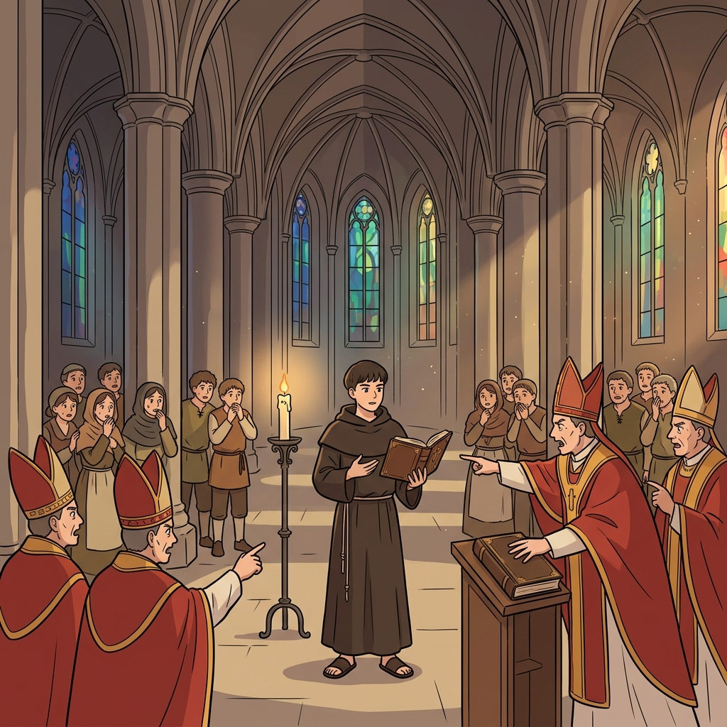The heretic was dragged before the council for questioning the church's teachings.