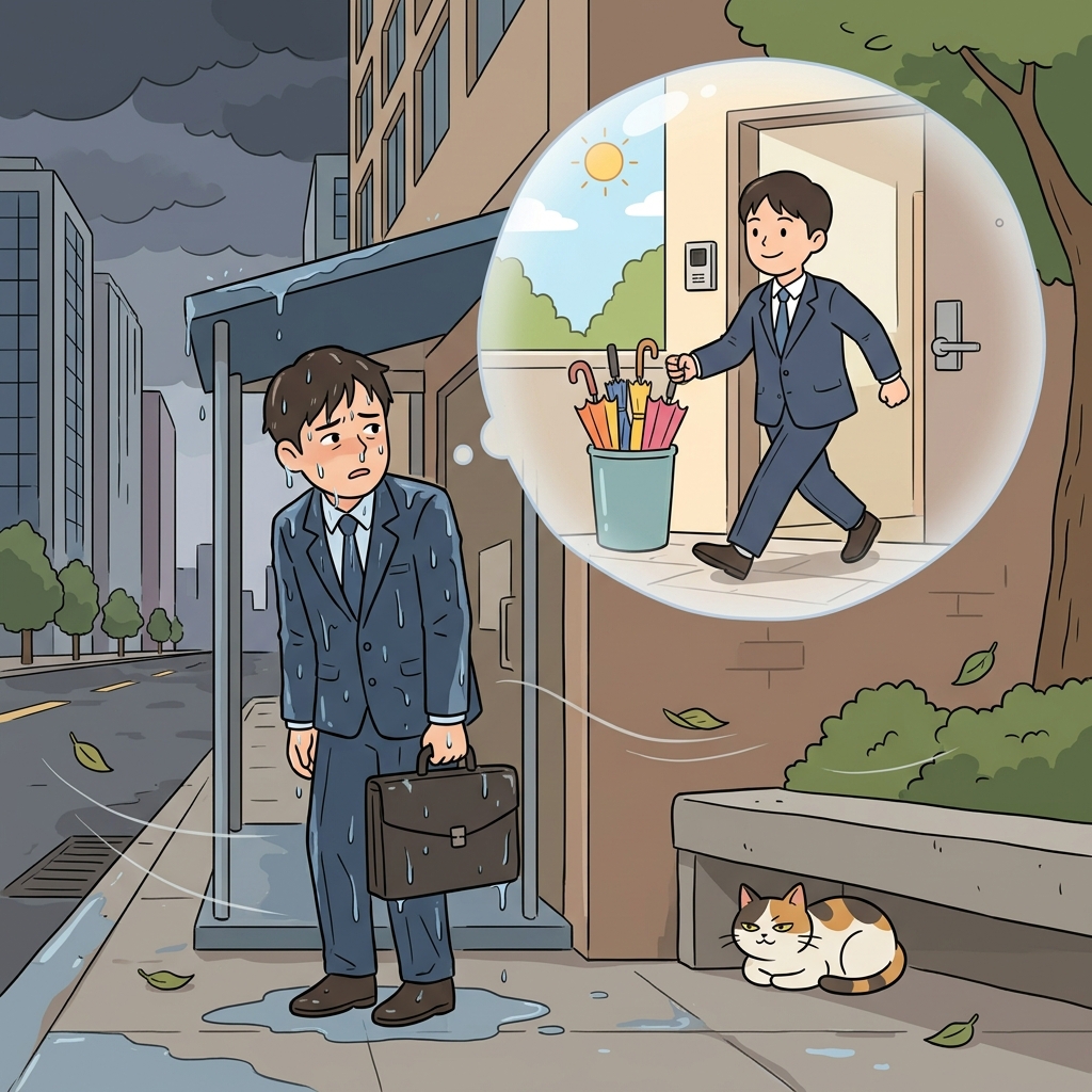 In hindsight, he should have brought an umbrella before the storm hit.