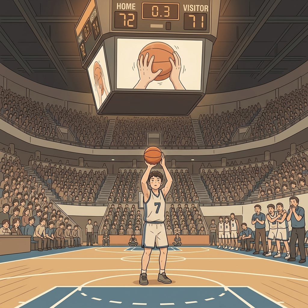 The championship game hinges on this final free throw.