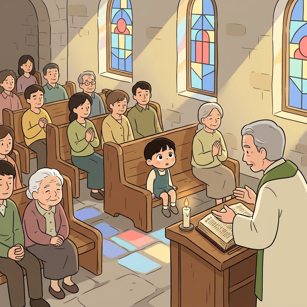 The priest delivered a gentle homily about kindness to the Sunday congregation.