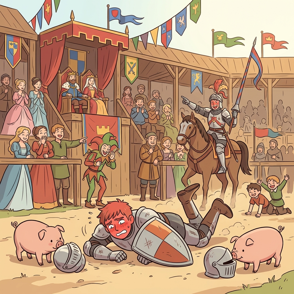 The knight tried to humiliate his rival by unhorsing him in front of the entire court.