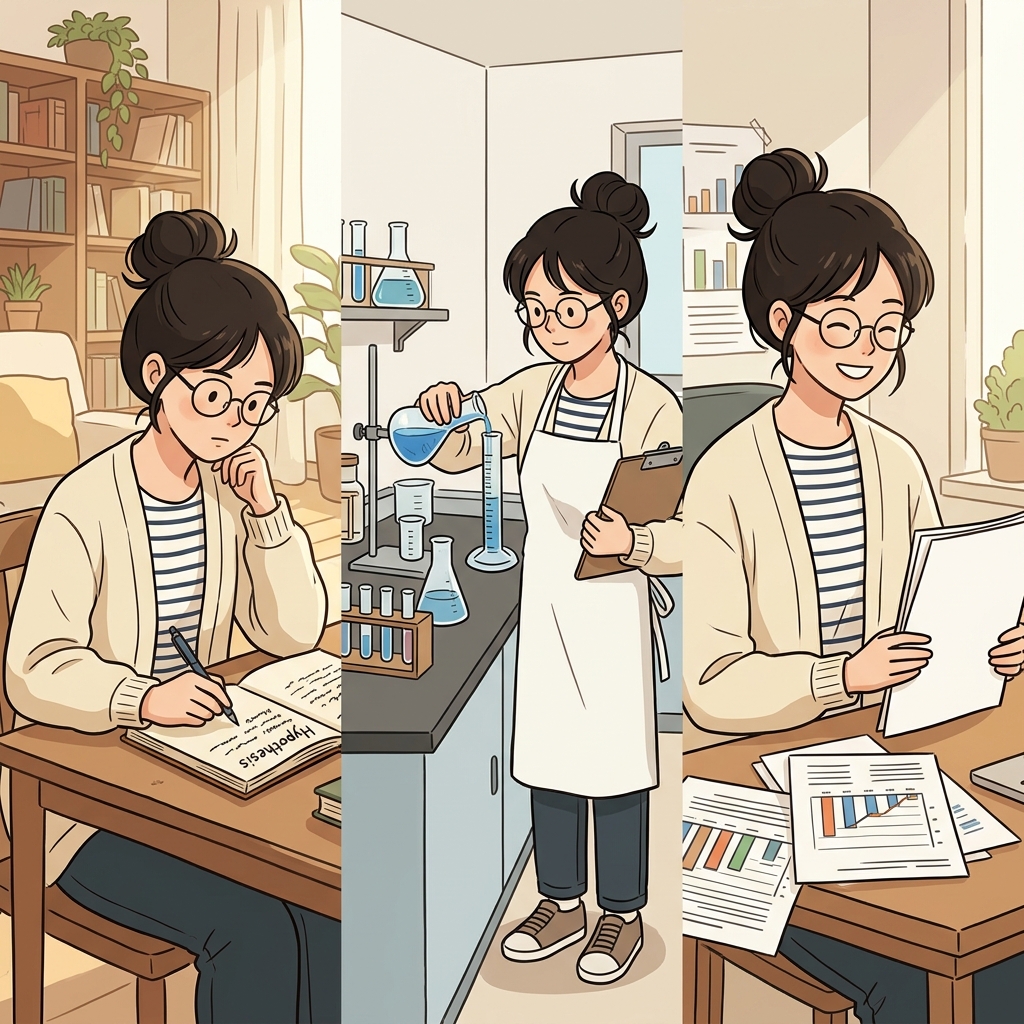 The scientist hypothesized, performed an experiment, and finally concluded the study.