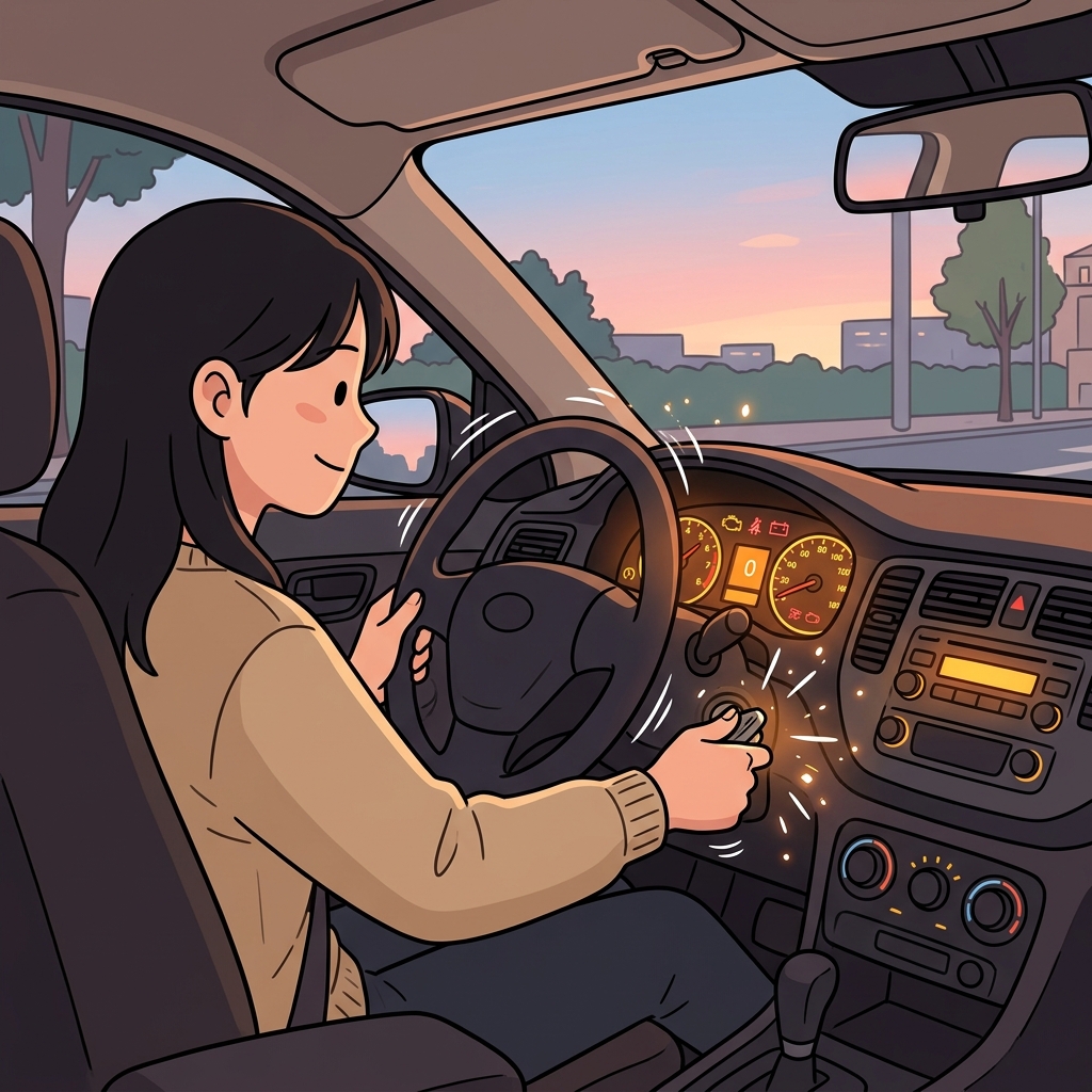 He turned the key, and the car's ignition brought the engine to life.