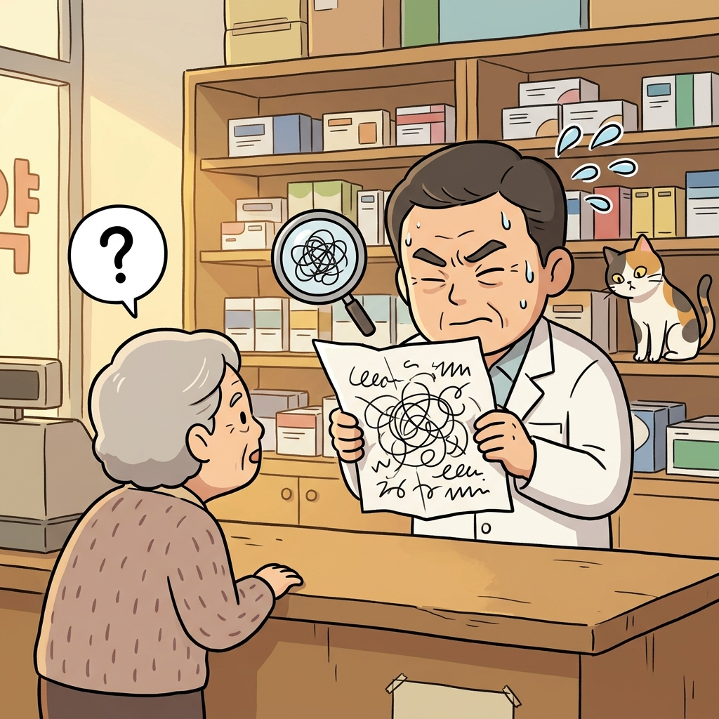 The doctor's handwriting on the prescription was completely illegible.