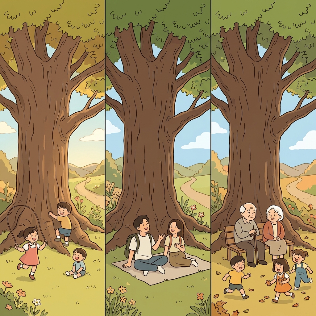 The ancient tree had stood there since immemorial times, watching generations come and go.