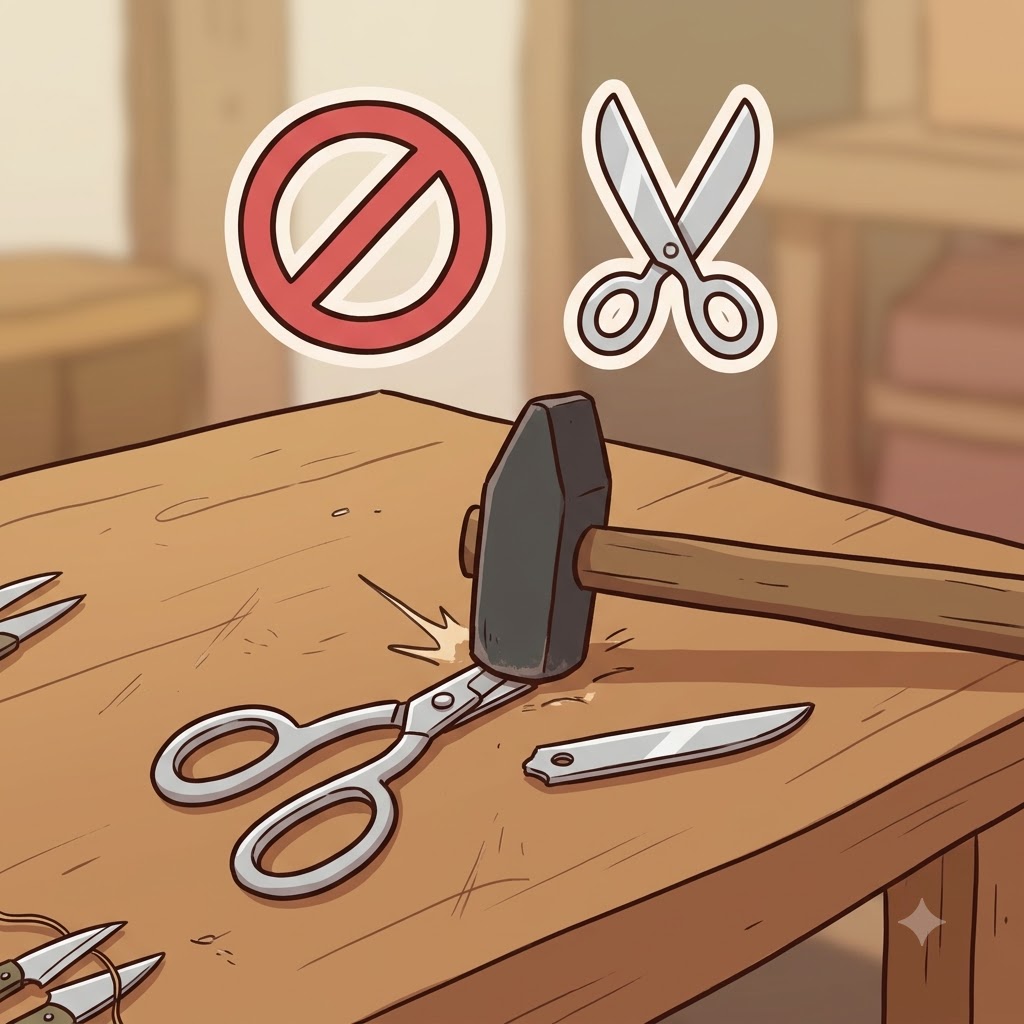 IM(not) + PAIR(pair) — snapping one blade made it IM(not) a PAIR, which completely impaired the scissors.