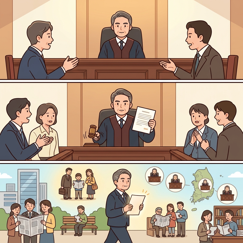 판사는 공정하게 행동했고, 증거를 객관적으로 검토한 뒤, 공평하게 판결했다.