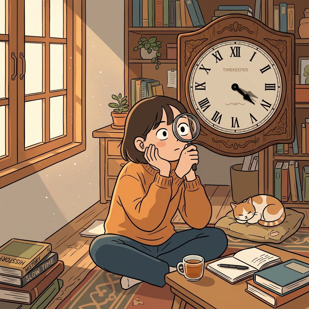 The clock's hour hand moves in imperceptible increments you can never quite catch.