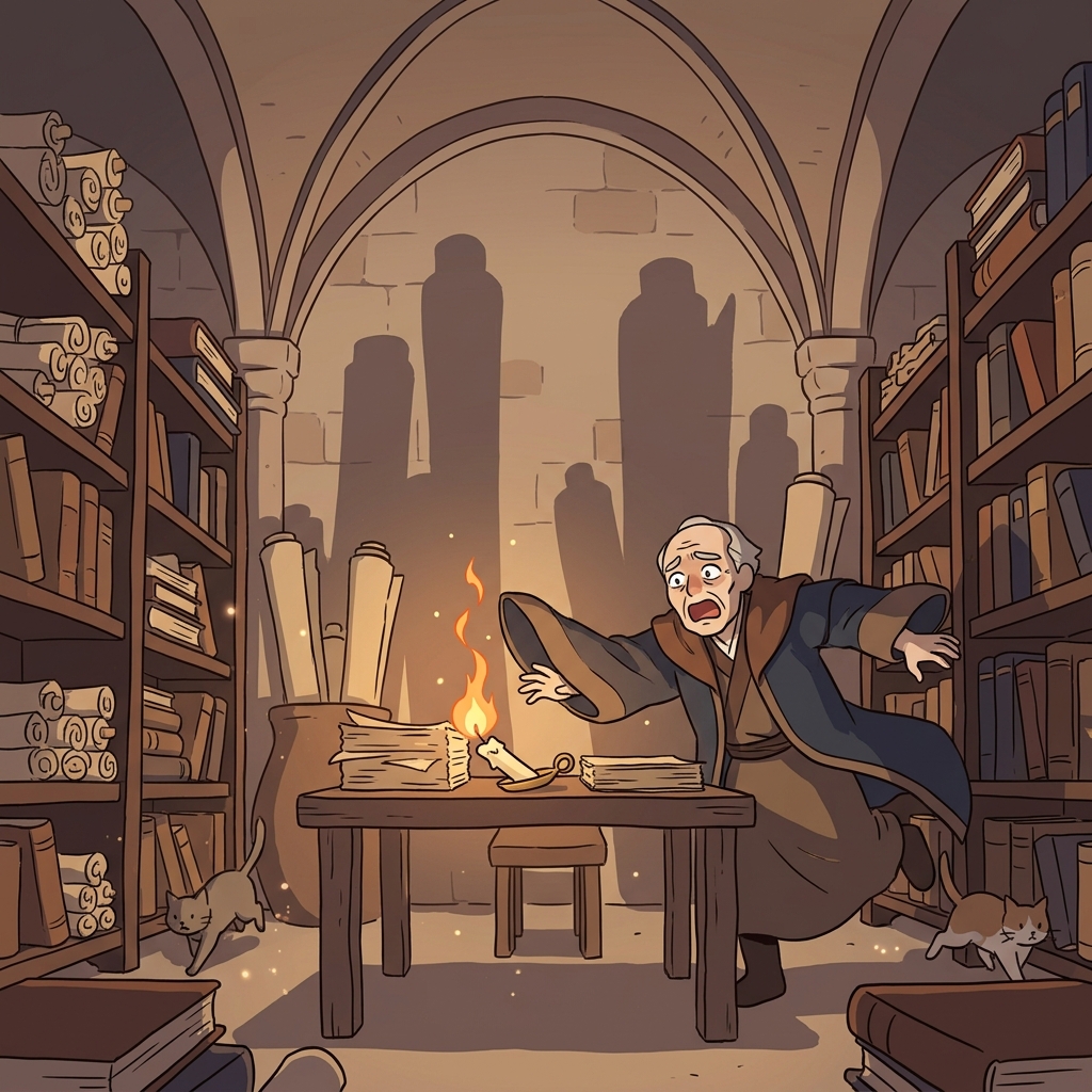 One careless spark can imperil the entire ancient library in seconds.