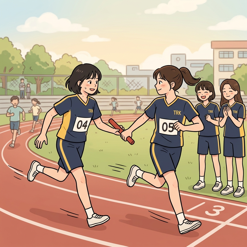 주자들은 한마디도 하지 않았지만 암묵적인 호흡으로 바통을 주고받았다. ("입으로 말 안 해!" → 입으로 말하지 않아도 서로 통하는 것)