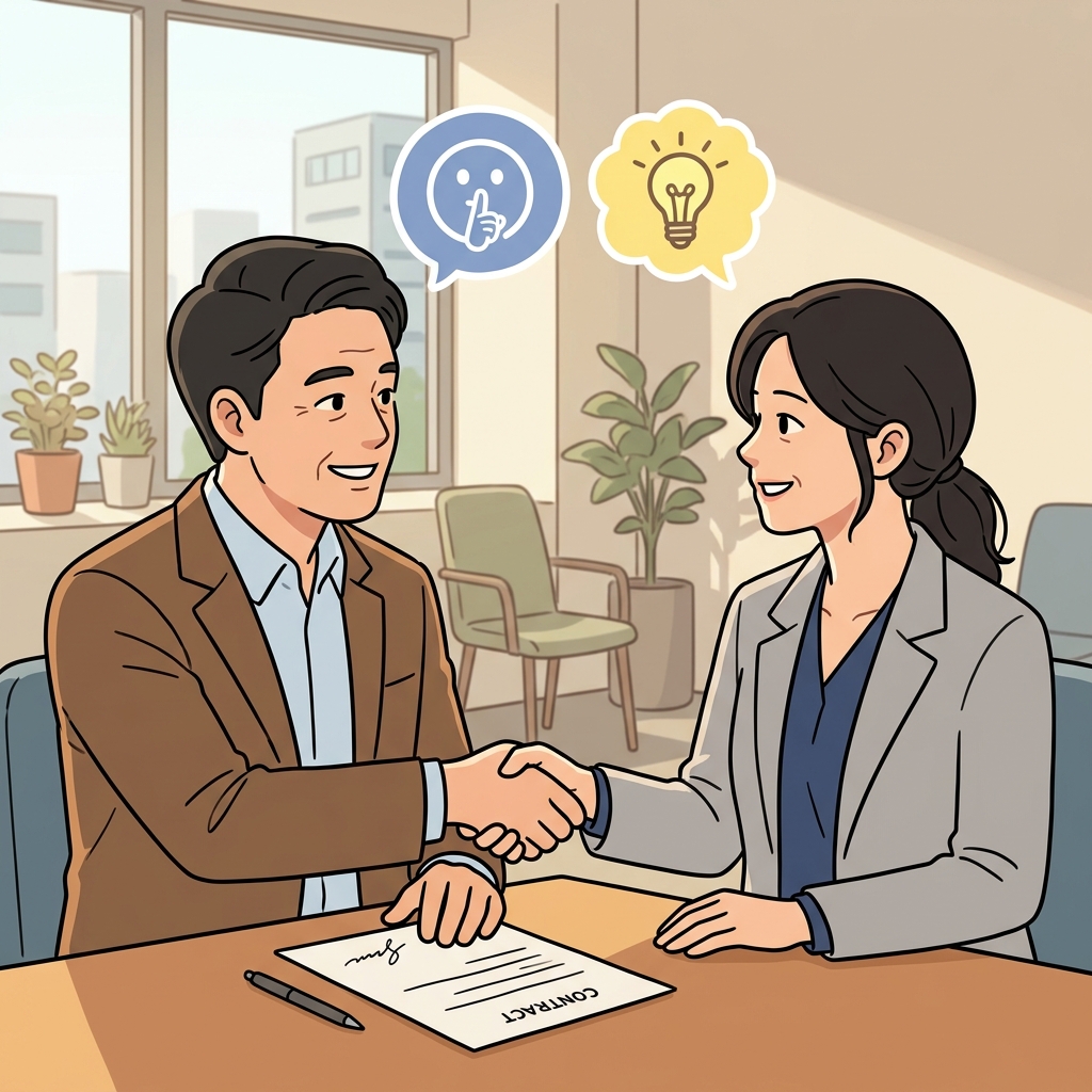 The contract contained implicit promises beyond the written words. (🤫 Unspoken + 💭 Meaning → Implicit = meaning that is understood without being directly stated.)