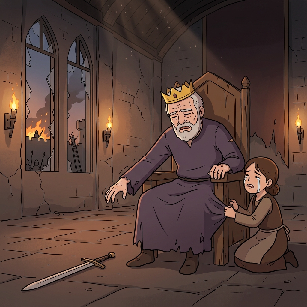 The old king felt impotent as enemies stormed his crumbling castle.