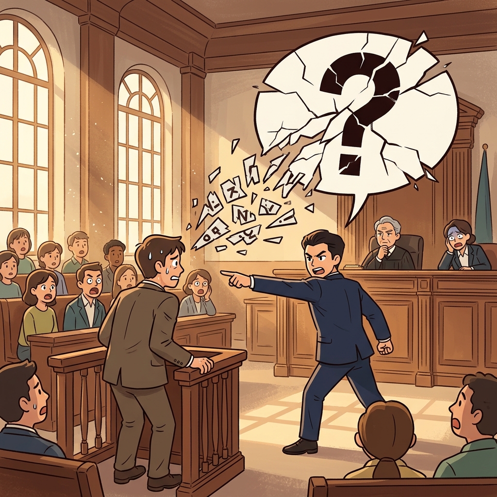 The defense lawyer stood up to impugn the witness's shaky testimony.
