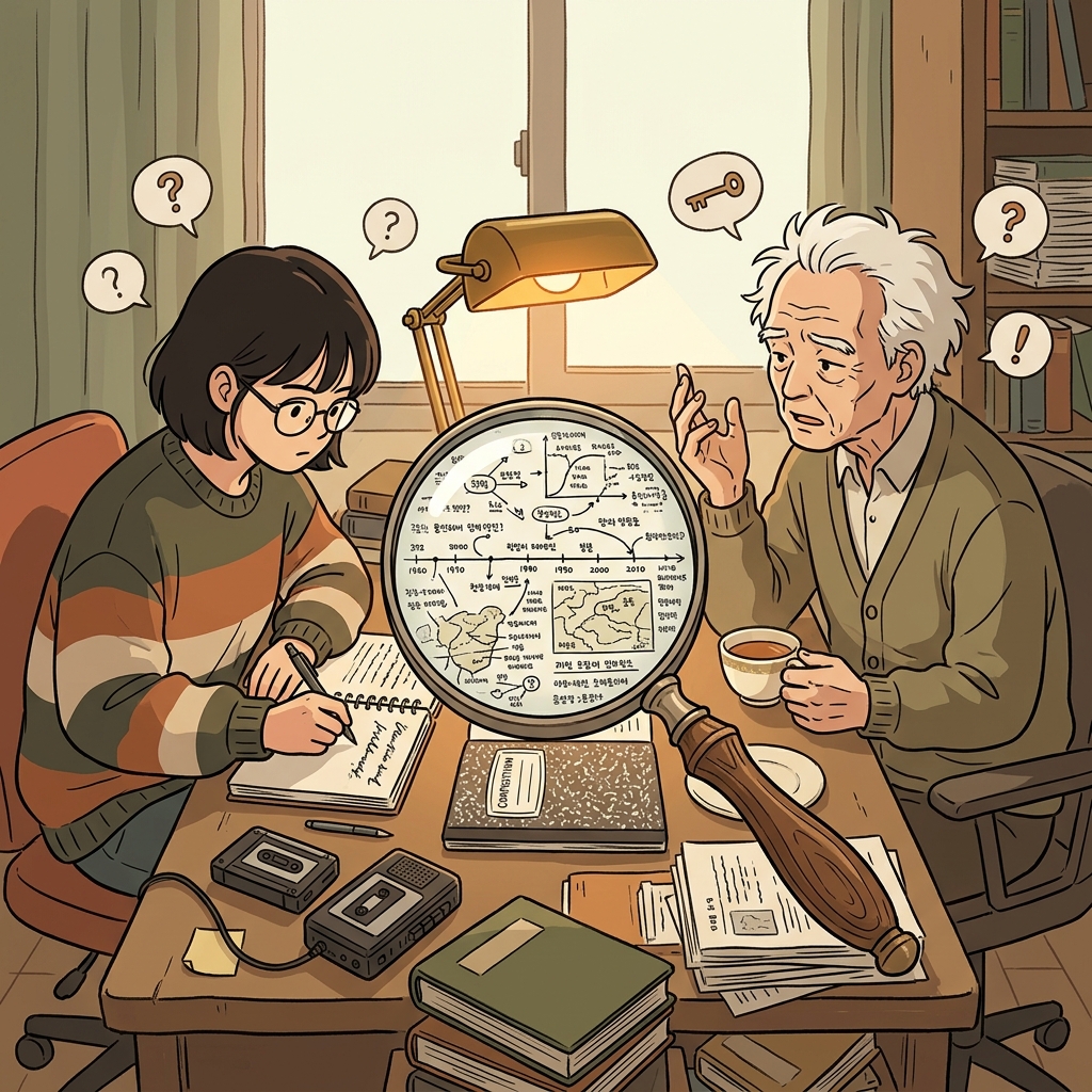The journalist conducted an in-depth interview covering every corner of the scientist's life.