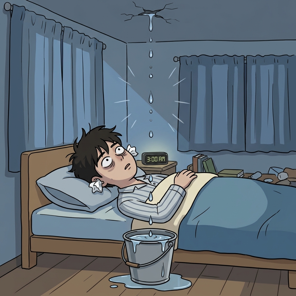 The incessant dripping from the ceiling kept him awake all night.