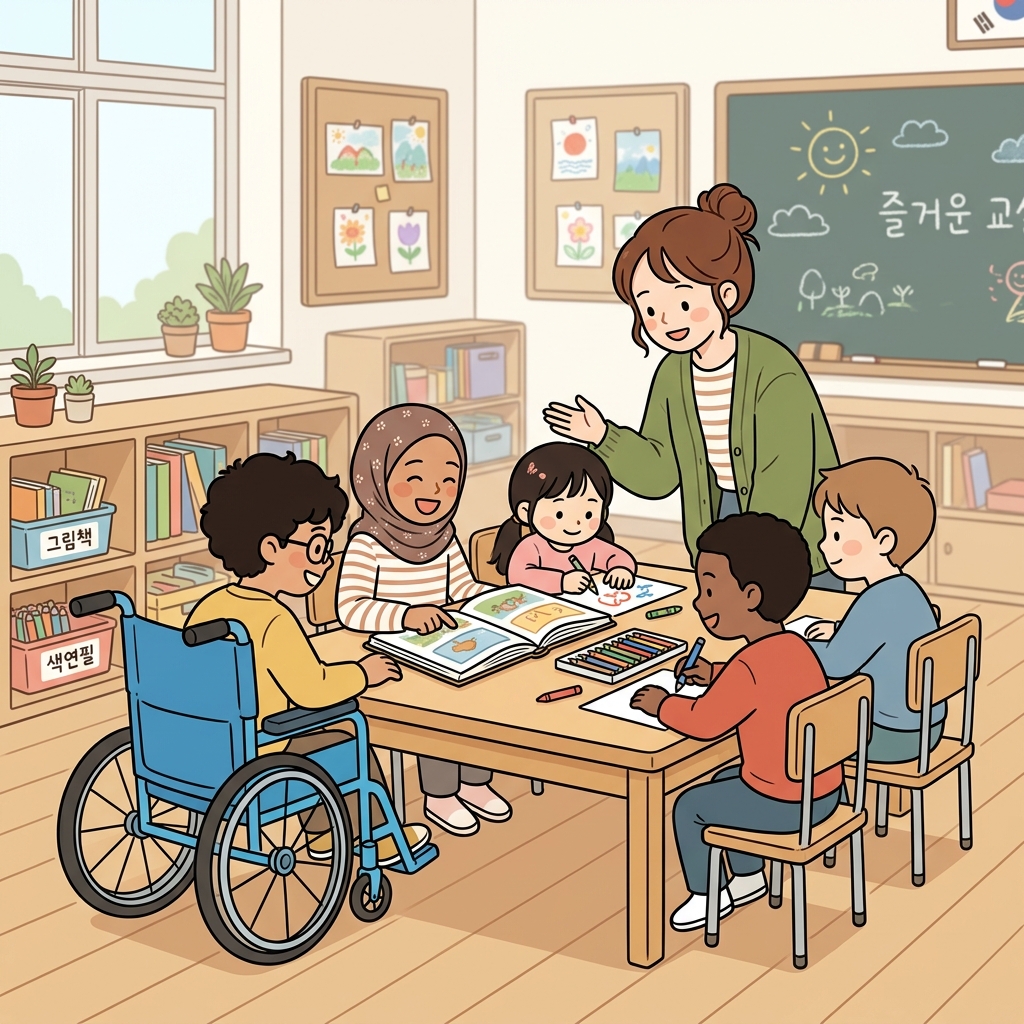 그 학교는 모든 학생이 환영받는 포용적인 교실을 만들었다.