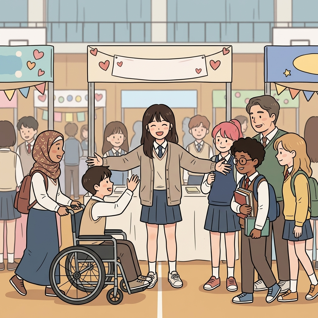 그 동아리는 모두를 포용하는 태도로 맞이했다. (모두를 포함(include)한다)