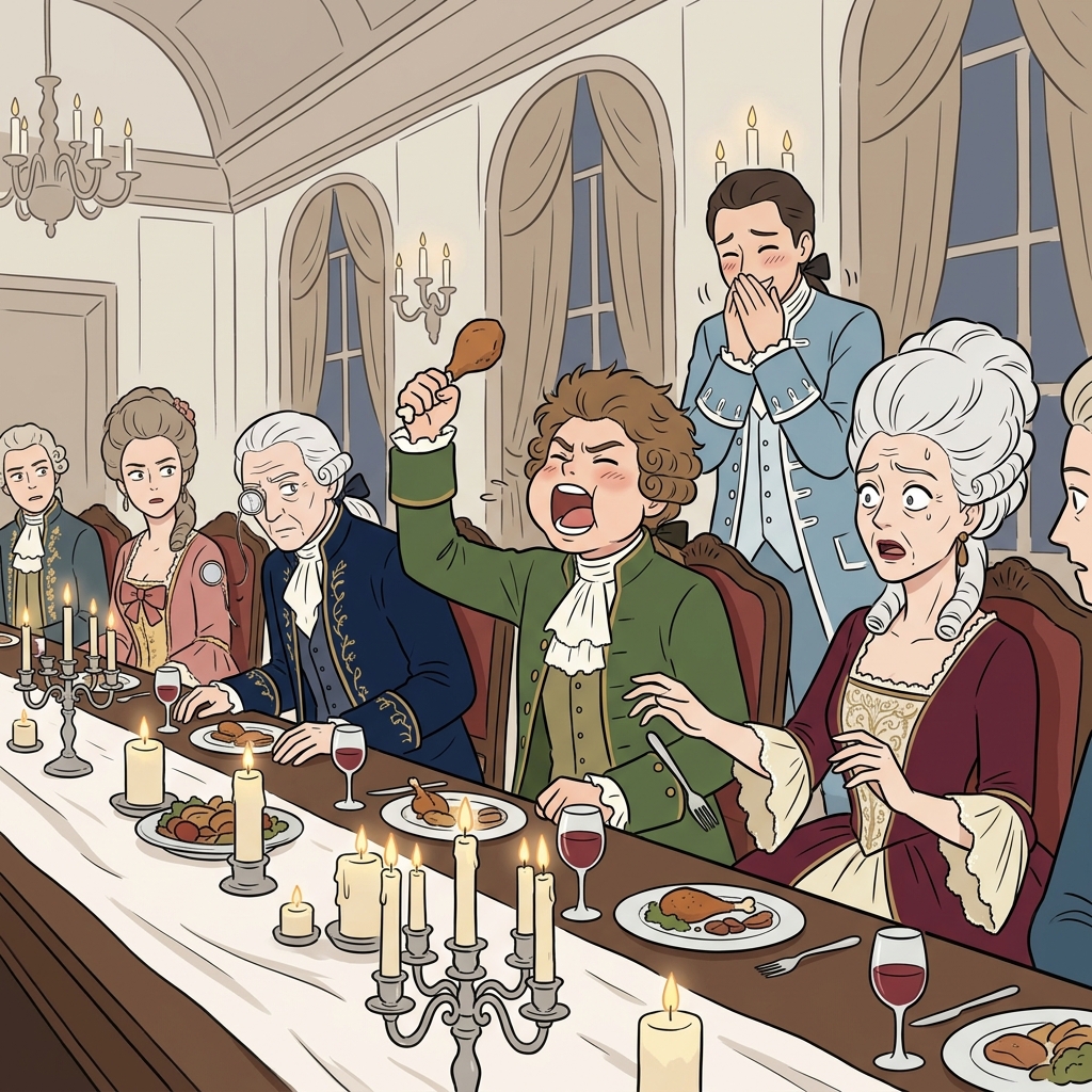 His indecorous burp at the royal banquet made every noble gasp in horror.