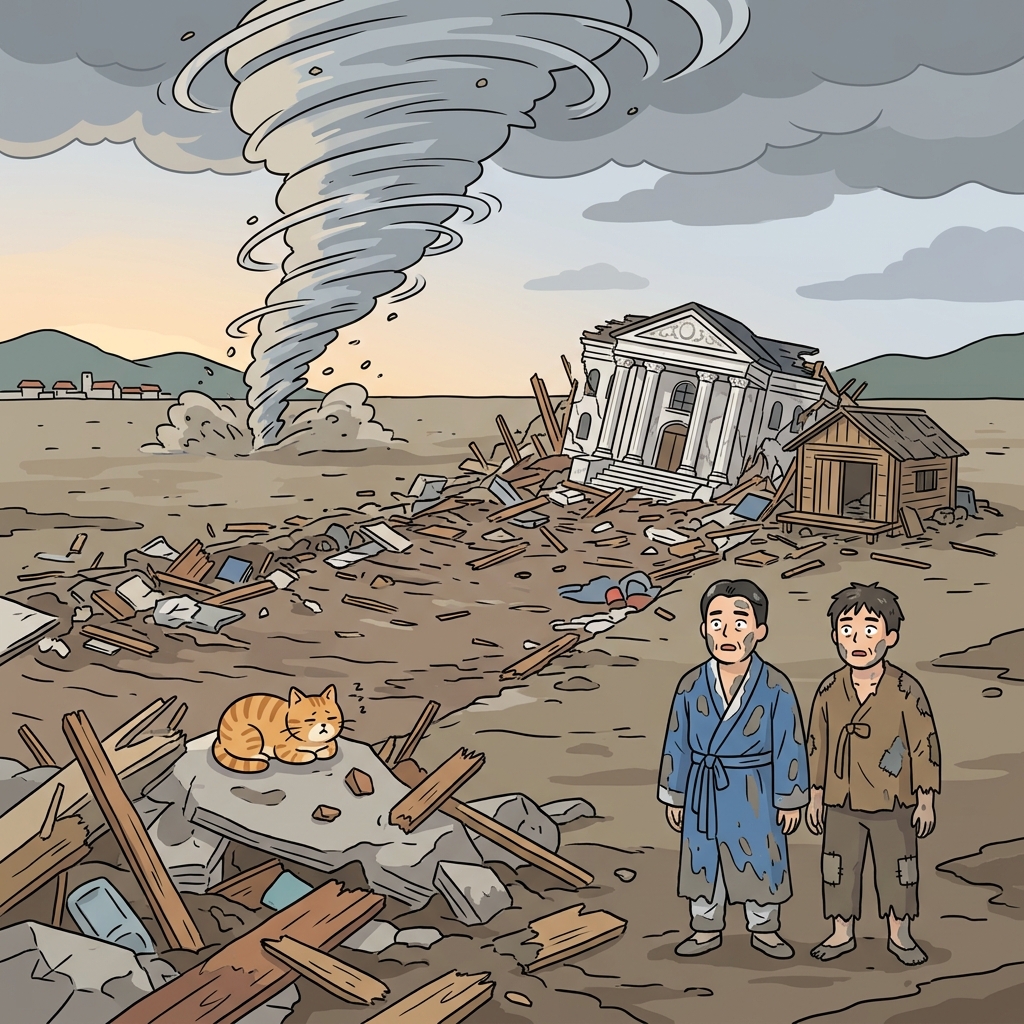 The storm was indiscriminate, flattening mansions and shacks alike in one night.