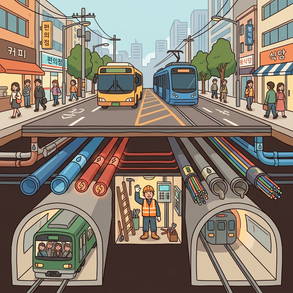 The city's infrastructure keeps everything running smoothly beneath our feet.
