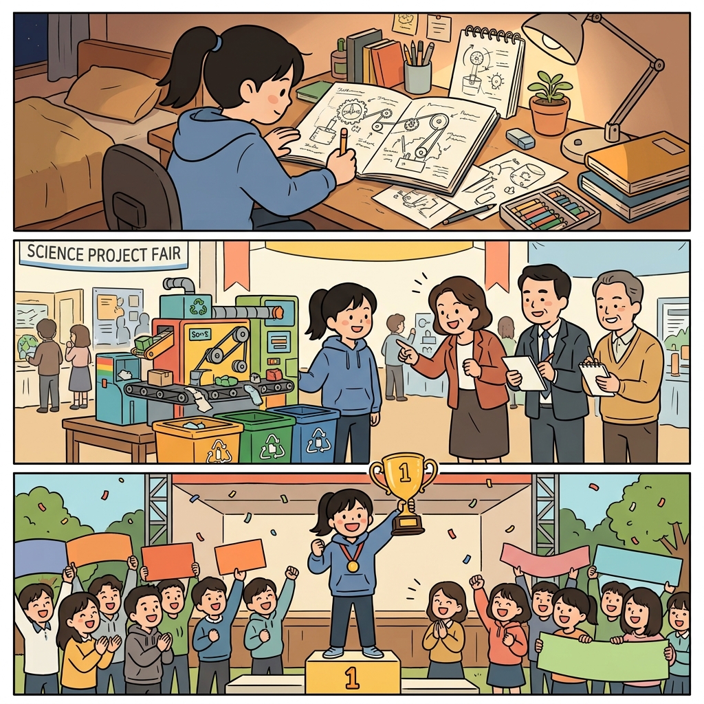 The ingenious student became a genius and finished the contest victorious.