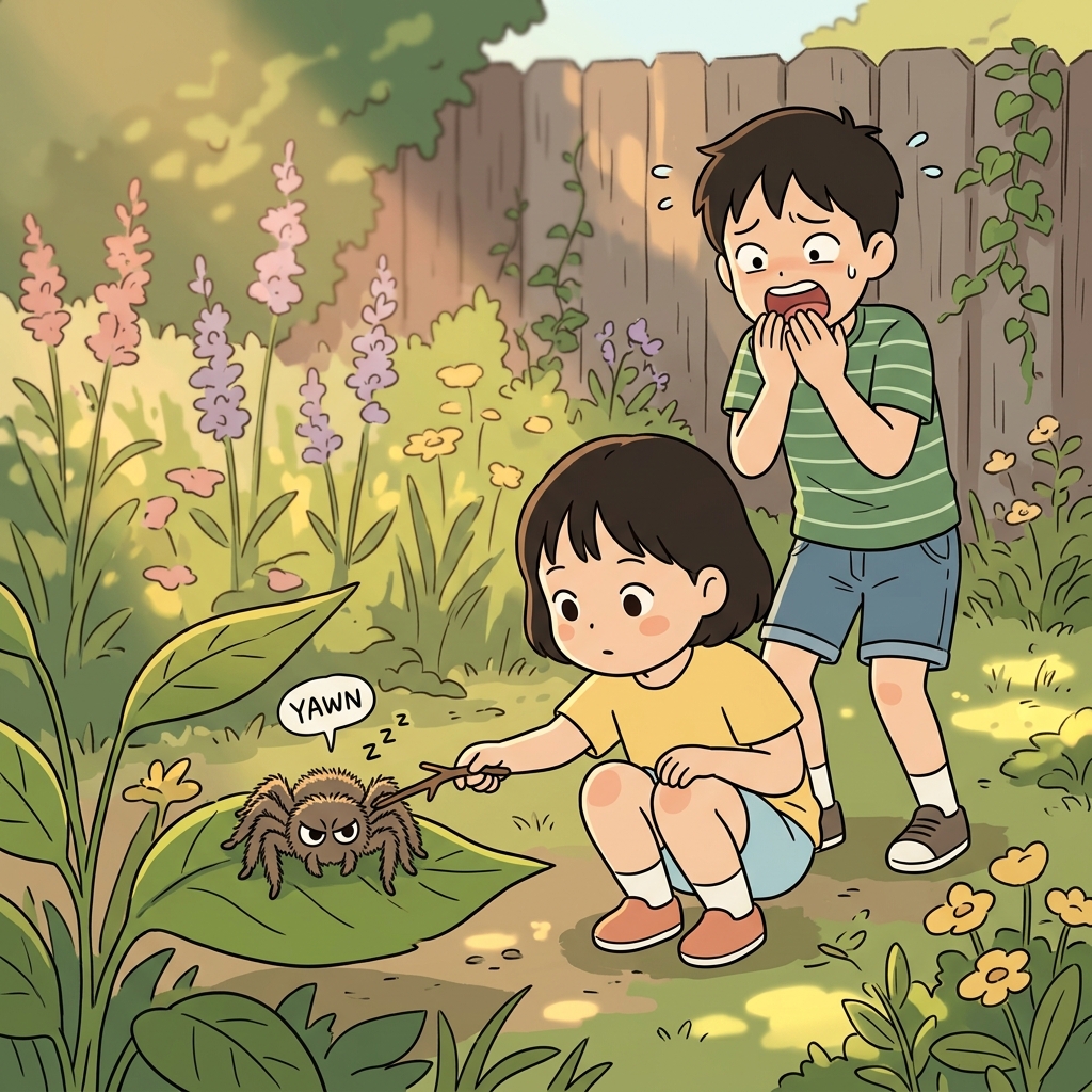 The spider looked scary but was completely innocuous.