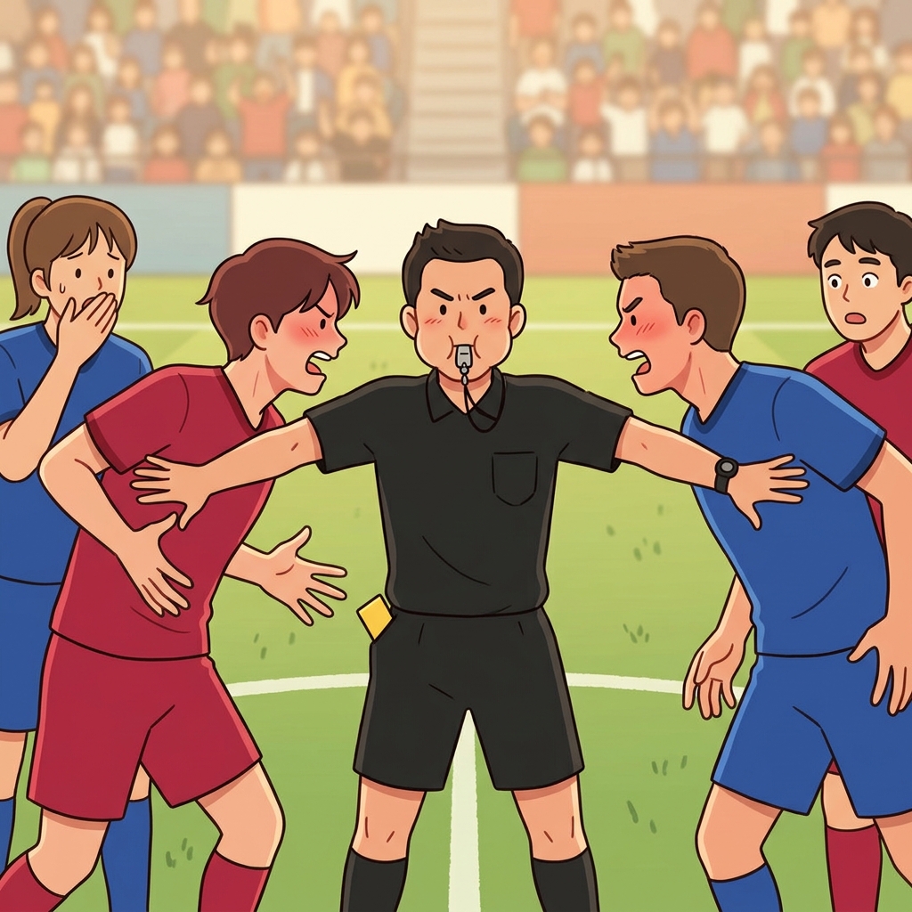 The referee had to interfere when the argument between players got heated.